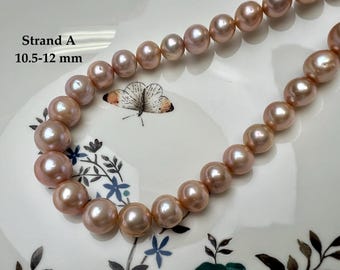 One-Of-A-Kind 10-13 mm AA Very Rare Natural White Mauve Pink Freshwater Edison Baroque Pearls #P3834