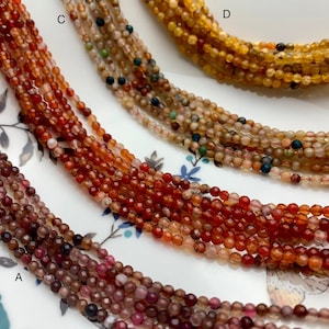 WHOLESALE 3 mm Faceted Round Agate Gemstone Beads Genuine Mixed White Green Pink Yellow Orange Blue Agate Loose Beads 15 Inches  #3227