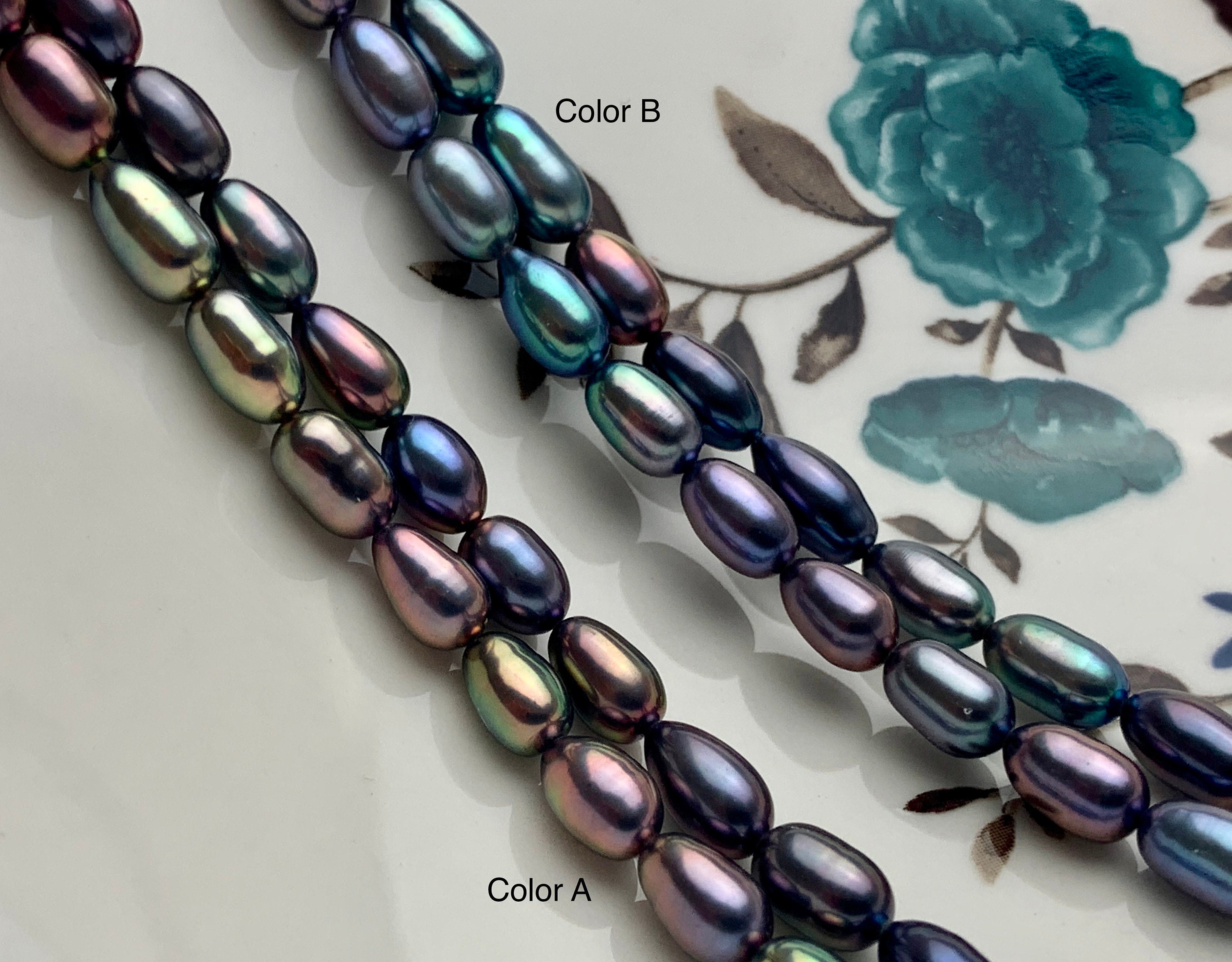 5x7-9 Mm AAAAA Blue Purple Peacock Color Oval/rice