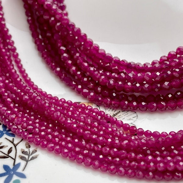 2 mm 3 mm oder 4 mm AAA Mikro facettierte runde rote Gemmy Rubin Edelstein Perlen wärmebehandelte Qualität facettierte Rubin Edelstein lose Perlen #3929