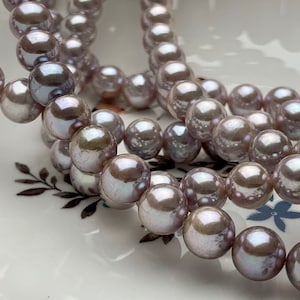 8mm AAA Very Rare Extra Shiny Natural Mauve Pink Round Freshwater Pearl Genuine Natural Pearl Beads High Luster Bridal Pearls #P1633