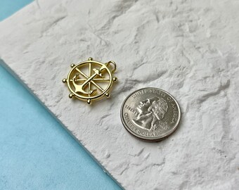 Anker Schiff Rad Medaillon Charme für Halskette Schmuck machen, 18K Gold gefüllt Charm Anhänger, antike Charme, ein Stück #CR0062