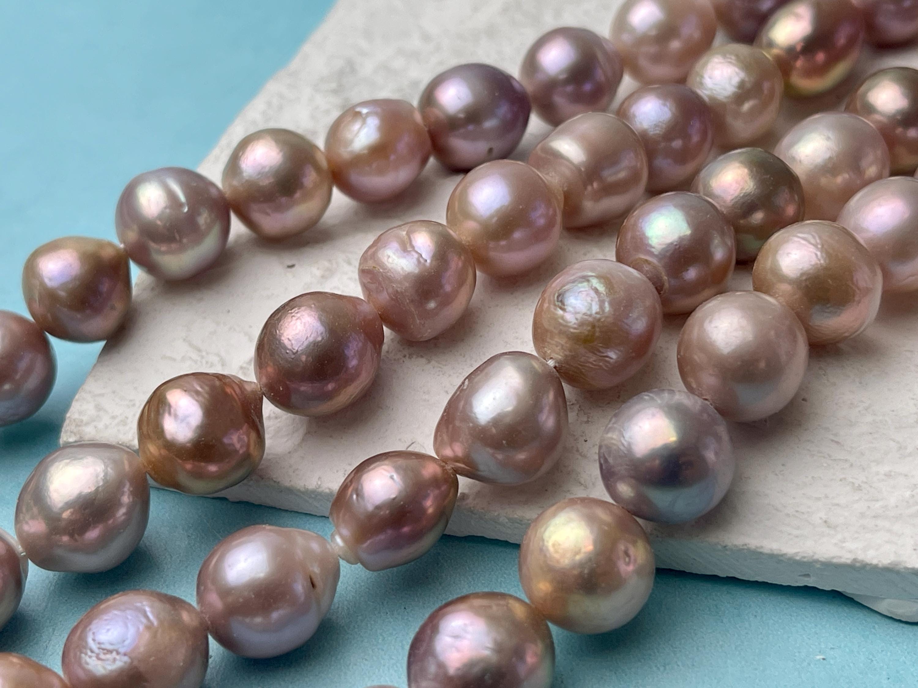 12-14 mm AA 希少ミックス天然モーブピンク バロックパール 本物の品質