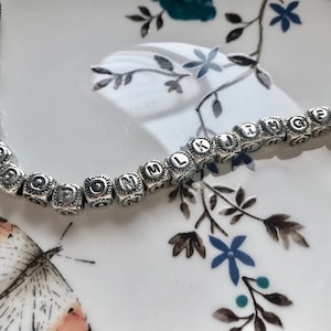 One Piece 6 mm 925 Sterling Silver Alphabet Letter Silver Dice Shape Genuine Sterling Silver Large Hole Spacer Bali Antique Beads #10166