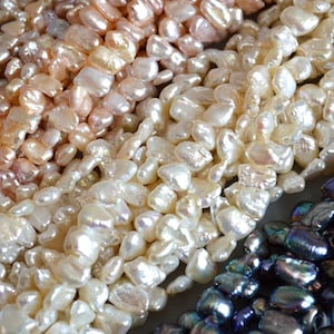 Biwa Stick Freshwater Pearl Beads White Pink and Peacock Color Size Approx.8x10mm to 10x13mm #718