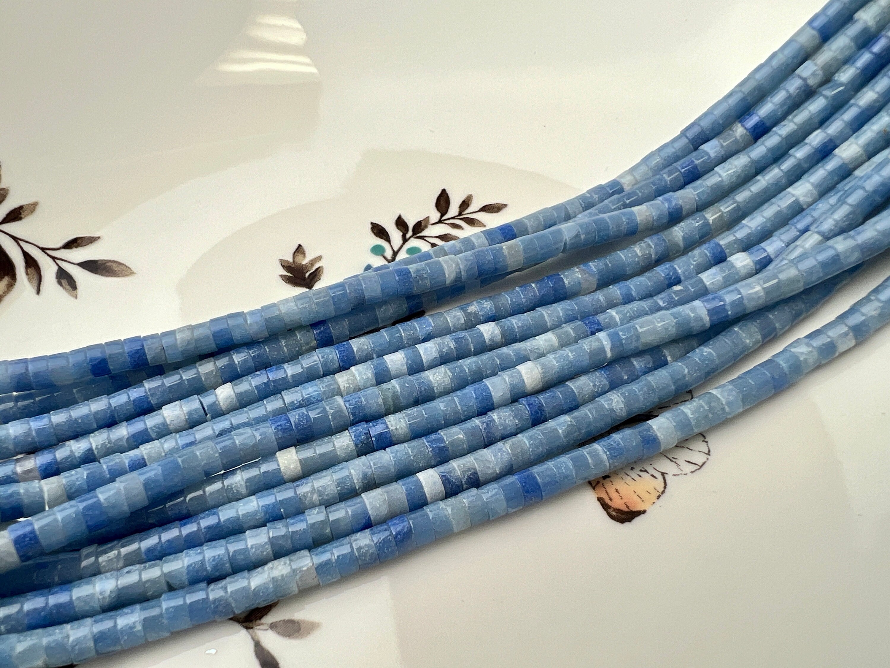 2 x 4 mm 染色アクアマリン ブルー ジェイド ヘイシ ロンデル シェイプ