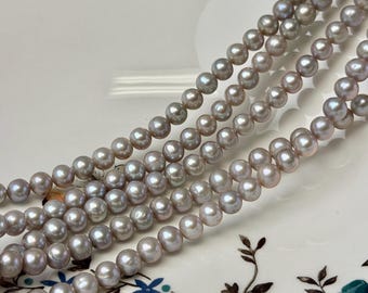 6.5-7 mm AA Pinkish Gray Off Round Shape Freshwater Pearls High Luster 15.5 Inch Strand 61 Beads #P3817