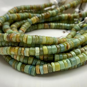 5-6mm 6-7mm 7-8mm AAA 100% All Natural Smooth Heishi Bumble Bee Opal Gemstone Multi Natural Yellow Green Brown Opal Beads 8 Inches #3195