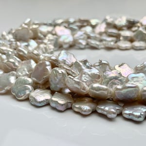 10-12 mm  Rare Star Flower Shape Genuine Freshwater Pearl Beads in Natural White, Seaweed OR Peach Colors, Limited Edition #104