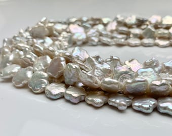 10-12 mm  Rare Star Flower Shape Genuine Freshwater Pearl Beads in Natural White, Seaweed OR Peach Colors, Limited Edition #104