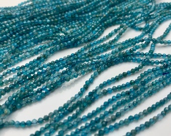2 mm AAA Micro Faceted Round Apatite Gemstone Beads Top Quality Blue Apatite Faceted Gemstone Loose Beads #2317