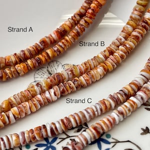 6mm AAA Natural Orange Red Purple Spiny Oyster Shell Heishi Rondelle Shape Genuine Beautiful Natural Spiny Oyster Beads 16 Inch Strand #4719
