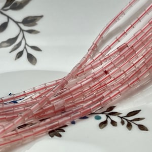 2x4 mm Tube Shape Natural Watermelon Quartz Gemstone Beads Genuine Pink Color Quartz Gemstones Loose Spacer Beads 15.5 Inches Strand #3916