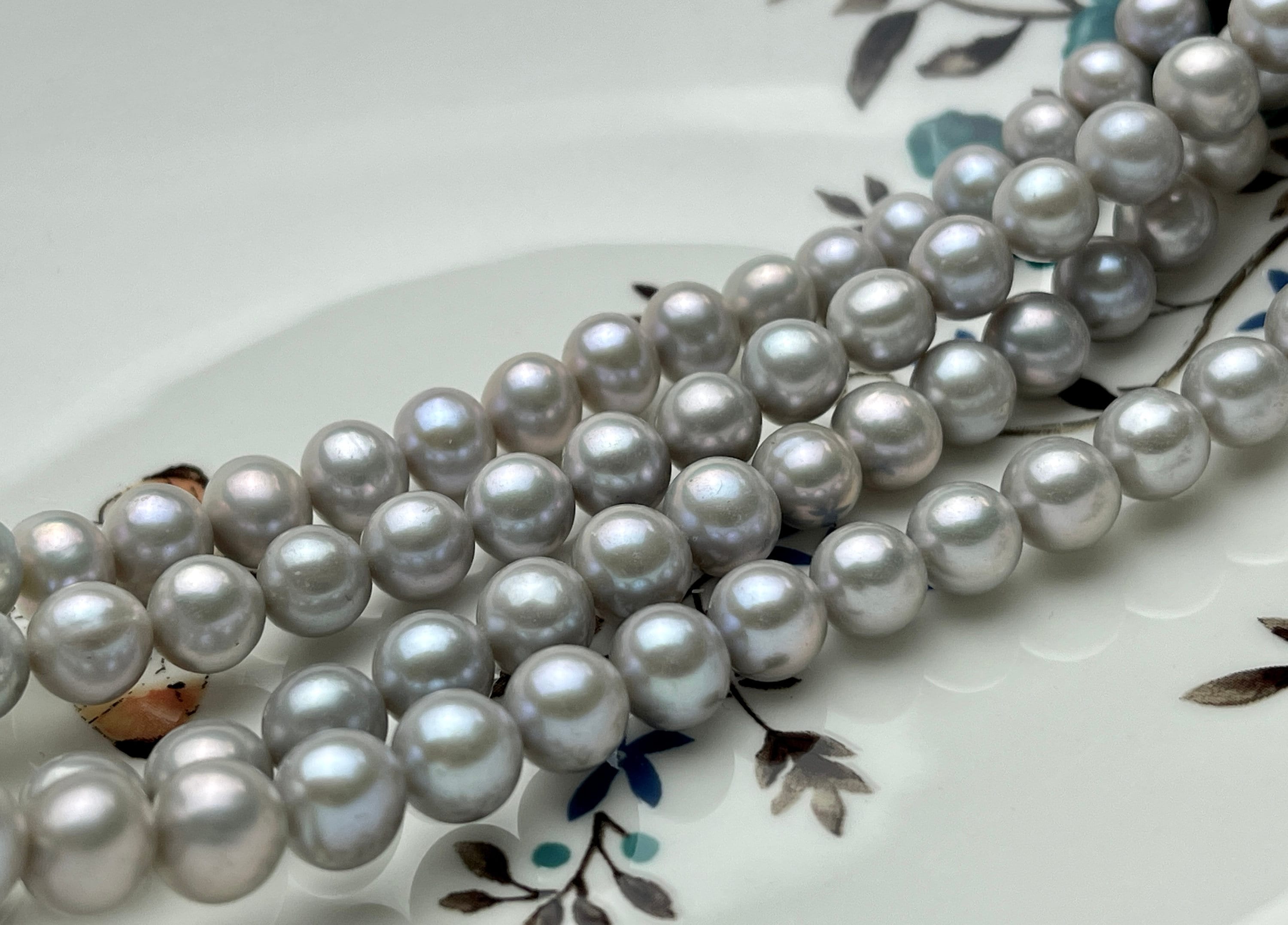 8-8.5 Mm AAA Gray Semi-round Freshwater Pearls Genuine Smooth and