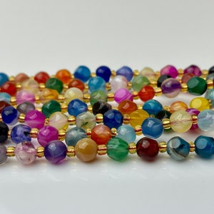 6 mm Faceted Star Cut Agate Gemstone Beads Genuine Faceted Multi Color Agate Gemstone Loose Beads 15 Inches Strand 50 Beads 4193 image 4