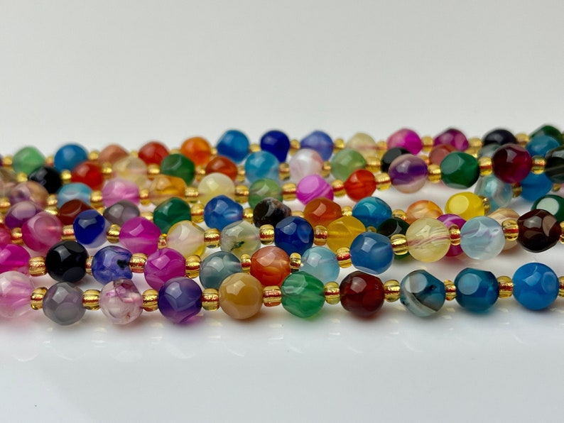 6 mm Faceted Star Cut Agate Gemstone Beads Genuine Faceted Multi Color Agate Gemstone Loose Beads 15 Inches Strand 50 Beads 4193 image 4