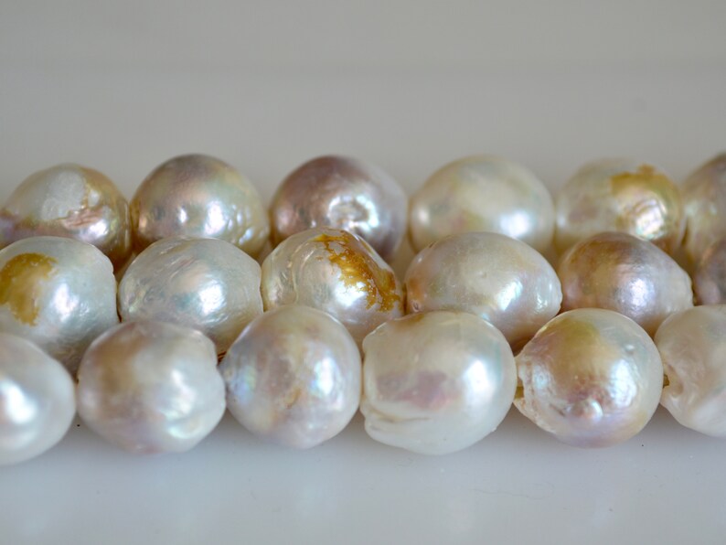 11-13mm Half Strand Large Hole Natural White Baroque Pearl Beads 2mm Hole #256
