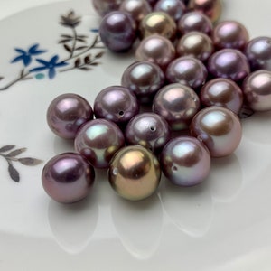 ONE Piece AAAAA 10-11 mm Top Quality Super High Luster Half Drilled Round Edison Pearl  Natural Very Rare Purple Mauve Edison Pearls #P1152