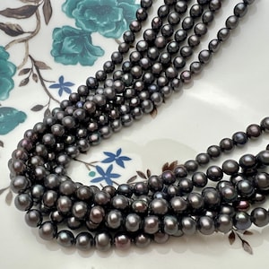 4.5-5 mm AA Dunkelgrau Pfau Farbe Kartoffel Süßwasserperle Bead Echte Pfau Farbe Off runde Süßwasserperlen 70 Perlen #1526