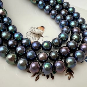 10-11 mm AAA Peacock Color Near Round Freshwater Pearl Beads Genuine High Luster Peacock Potato Freshwater Pearls #1689