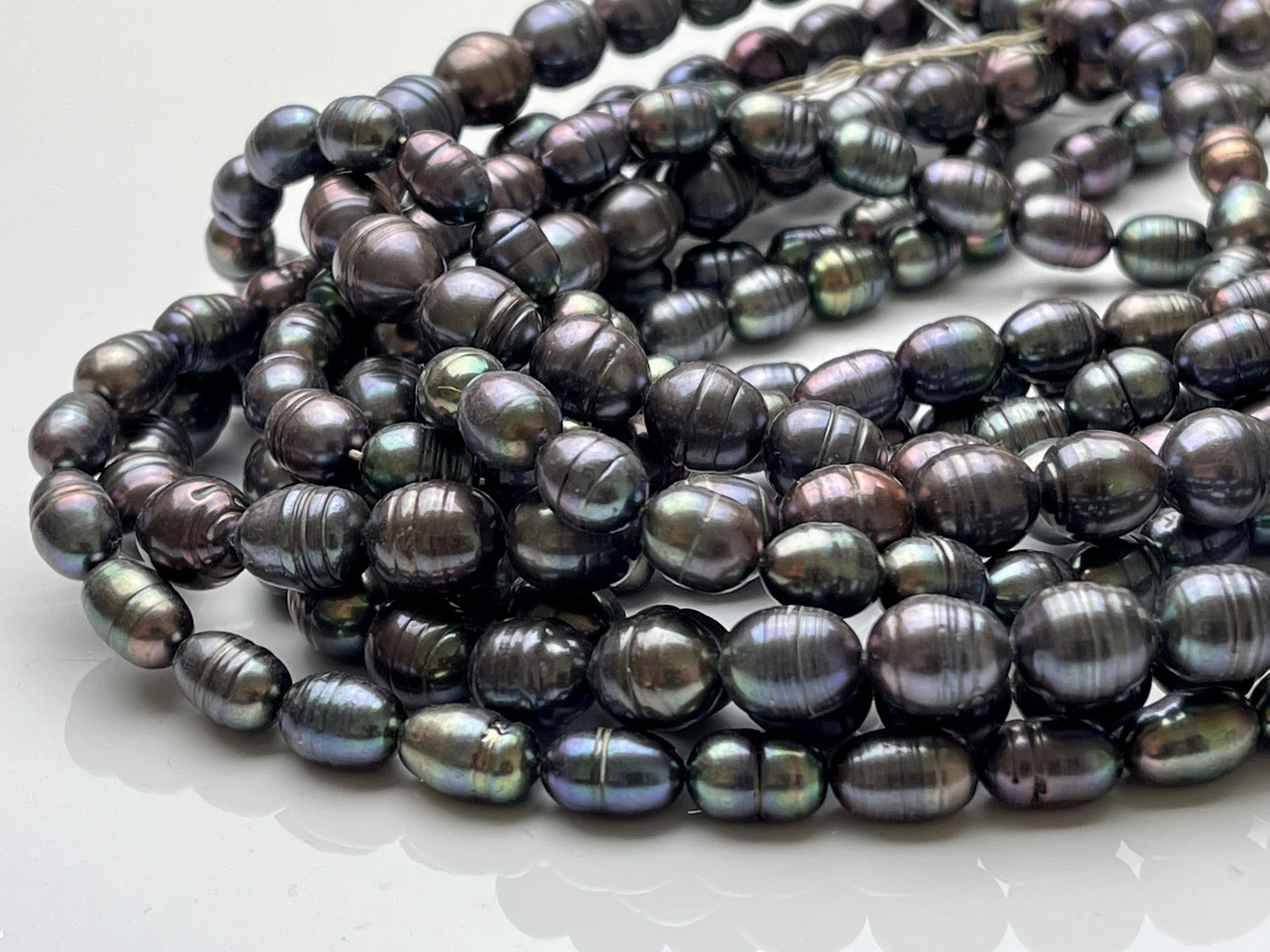 7-9x9-11 Mm Dark Gray Peacock Rice/oval Ringed Freshwater - Etsy 安心してご注文ください LogoHooded Pearl 希少XXLSUPREME パーカー