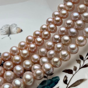 9-9.5 mm AAA Natural Pink OR Mauve Pink Colored Semi Round Freshwater Pearl Beads, Semi Round Freshwater Pearls #1249