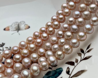 9-9.5 mm AAA Natural Pink OR Mauve Pink Colored Semi Round Freshwater Pearl Beads, Semi Round Freshwater Pearls #1249