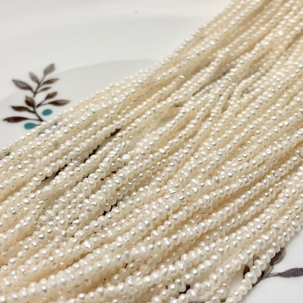 1.5 mm  AA Tiny Freshwater Pearl Beads Seed Pearls Natural White  Freshwater Potato Pearl Beads Tiny Seed Pearls  #1207