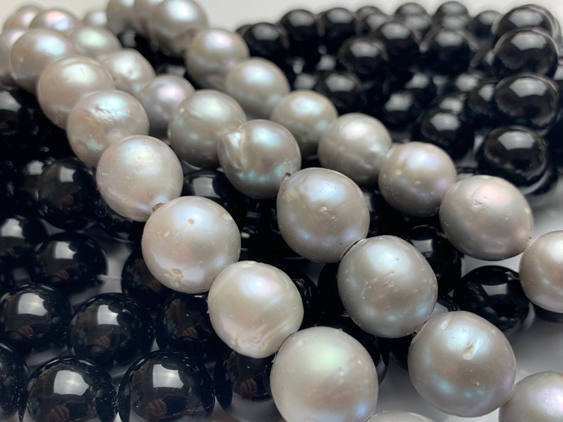 #1138 12-14 mm Large Hole Gray Baroque Pearl 2.2 mm Hole Rare Edison Pearl Jumbo Baroque Pearl Genuine Freshwater Pearls