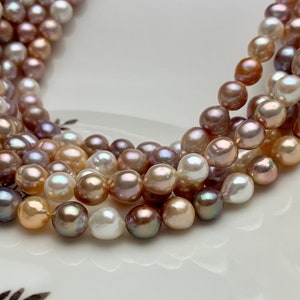 8 mm AAA Rare Mixed Natural White Mauve Pink Baroque Edison Pearl Genuine Top Quality Natural Edison Pearl With Iridescent Color #1820