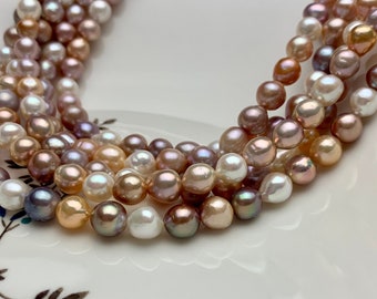 8 mm AAA Rare Mixed Natural White Mauve Pink Baroque Edison Pearl Genuine Top Quality Natural Edison Pearl With Iridescent Color #1820