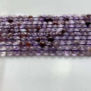 WHOLESALE 6 mm  Smooth Round  Natural Super Seven Gemstone Beads Natural Color Cacoxenite Amethyst Gemstones #2211