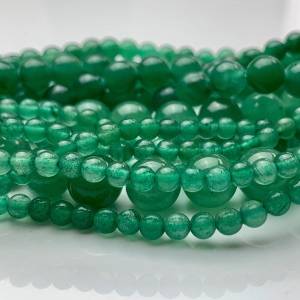 4 mm 6 mm 8 mm 10 mm 12 mm Smooth Round Green Color Aventurine Gemstone Beads Natural Green Aventurine Loose Beads 15.5 Inches Strand  #2978