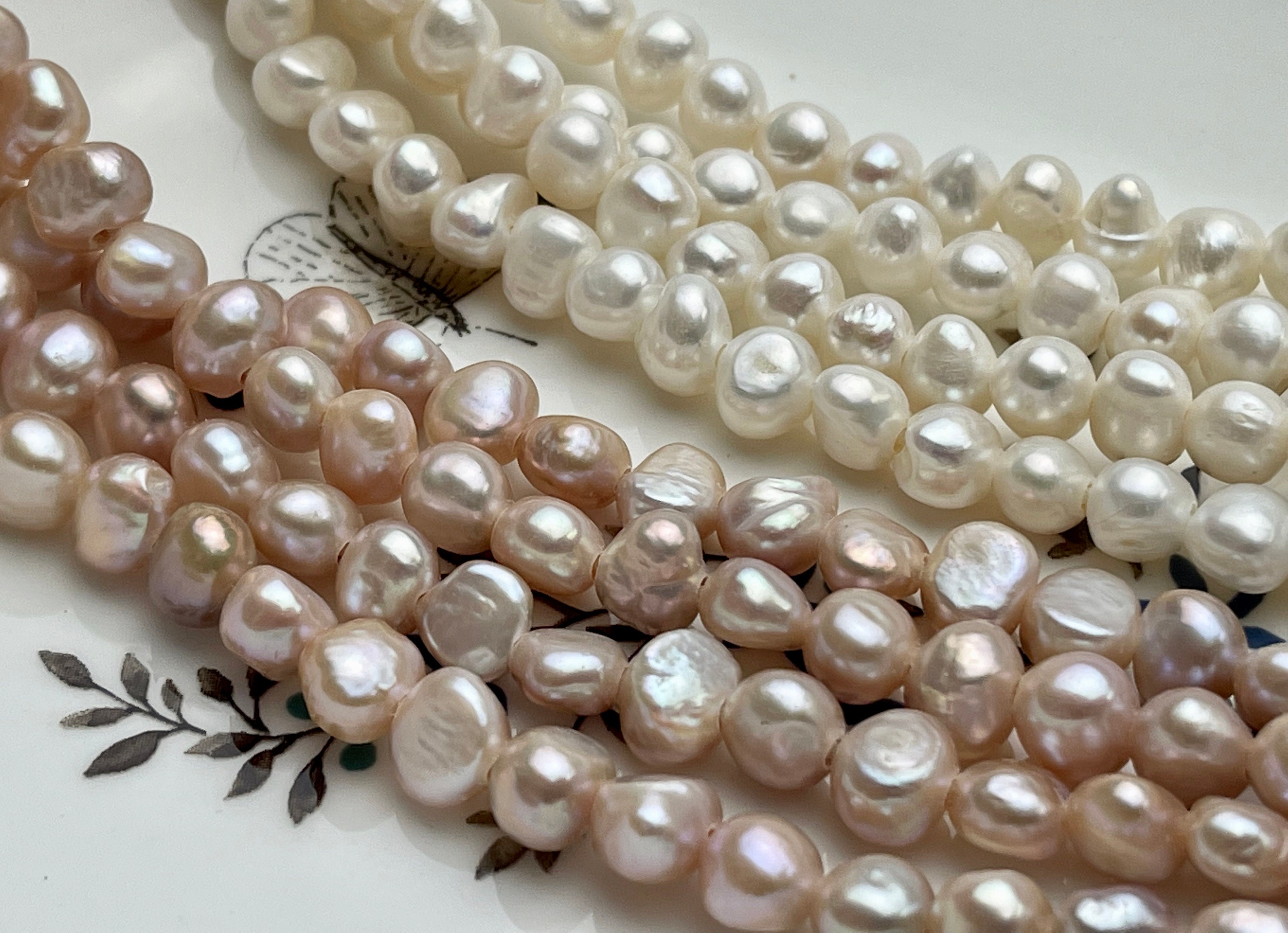 Perles d'eau douce blanches 7/8 mm - Un grand marché