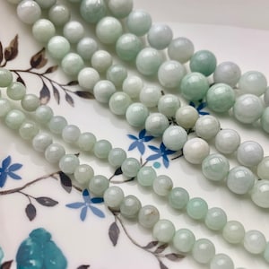 4mm 6mm 8mm 10mm Smooth Round Burmese Jade Beads Natural Green Color Burmese Jade Loose Beads 15.5 Inches Strand #2594