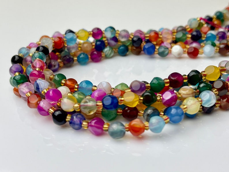 6 mm Faceted Star Cut Agate Gemstone Beads Genuine Faceted Multi Color Agate Gemstone Loose Beads 15 Inches Strand 50 Beads 4193 image 2