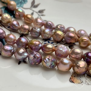 9-12 mm AAAAA Very Rare Dark Mauve Pink Baroque Edison Pearl Genuine Top Quality Natural Edison Pearl With Iridescent Color #1822