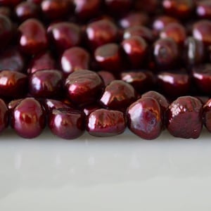 8-9 mm Nugget Form bordeaux Farbe Süßwasserperle echte Perlen #920