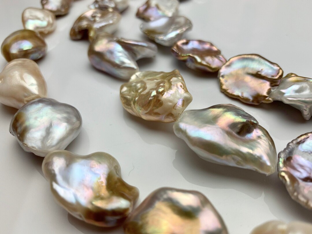 18-28x28-30 Mm AAA Jumbo Natural Multi Pink Freshwater Flat/nugget