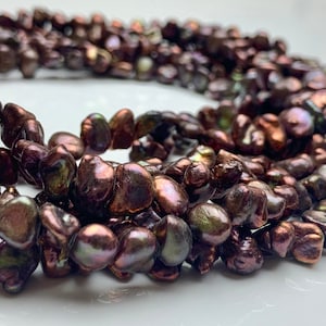 7-8 mm OR 10-11 mm Bronze Color  Keshi Freshwater Pearl Nugget Beads Dark Brown Keshi Nugget Pearls  Genuine Keshi Nugget Pearls  #1200