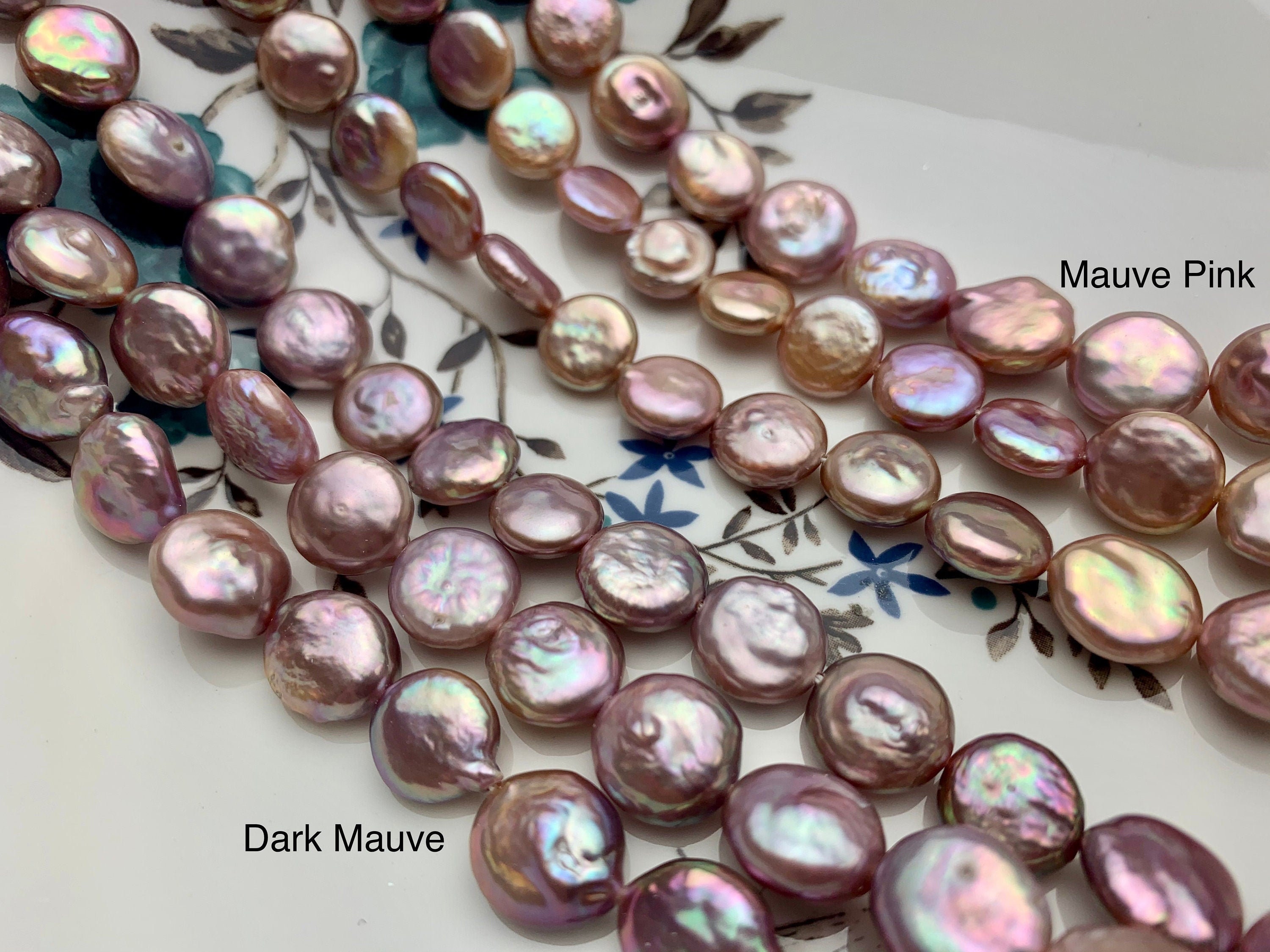 11-12 mm AAAA Natural Dark Mauve Purple Pink Thick Coin Freshwater Pearl Genuine High Luster Quality Freshwater Coin Pearl 33 Pieces #P1330