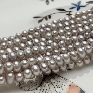 4-4.5 mm AA Silver Gray Color Potato Freshwater Pearl Beads High Luster Genuine Gray Color Tiny Potato Freshwater Pearls #P2077
