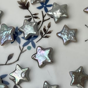 3 Pieces 11-12 mm AAA Rare Gray Star Flower Shape Freshwater Pearl Genuine High Luster Limited Edition Beads #P2365