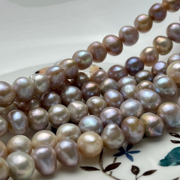 9-10 mm Natural Seaweed Mauve Pink Color Potato Freshwater Pearl Beads, Genuine Feshwater Pearls, Natural Color Irregular Potato Shape #1056