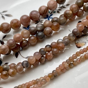 4mm 6mm 8mm 10mm AAA lisse ronde pêche noir gris couleur pierre de soleil perles de pierres précieuses véritable pierre de soleil naturelle haute perles polies #3870