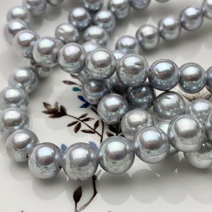 10 mm Half Strand Extra Shiny Large Hole Natural White/Pink OR Gray Round Freshwater Pearl 1.5mm 2.2mm Hole High Luster Genuine Pearls 231 image 8