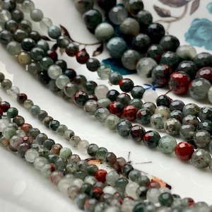 4mm 6mm 8mm 10mm AAA Faceted Round Africa Bloodstone Beads High Quality Round Africa Bloodstone Loose Beads  15.5 Inches Strand #2790