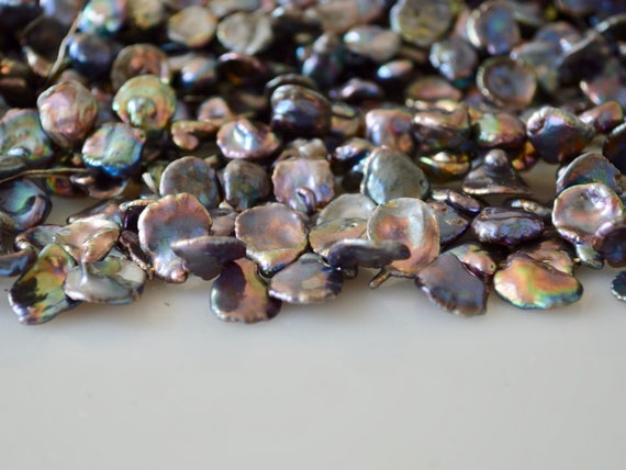 12-15mm Peacock Color Keishi Freshwater Pearl Beads Cornflakes Top Drilled #557