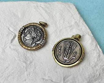 ワンピース 22 mm ギリシャ真鍮コインペンダント 金具 アンティーク