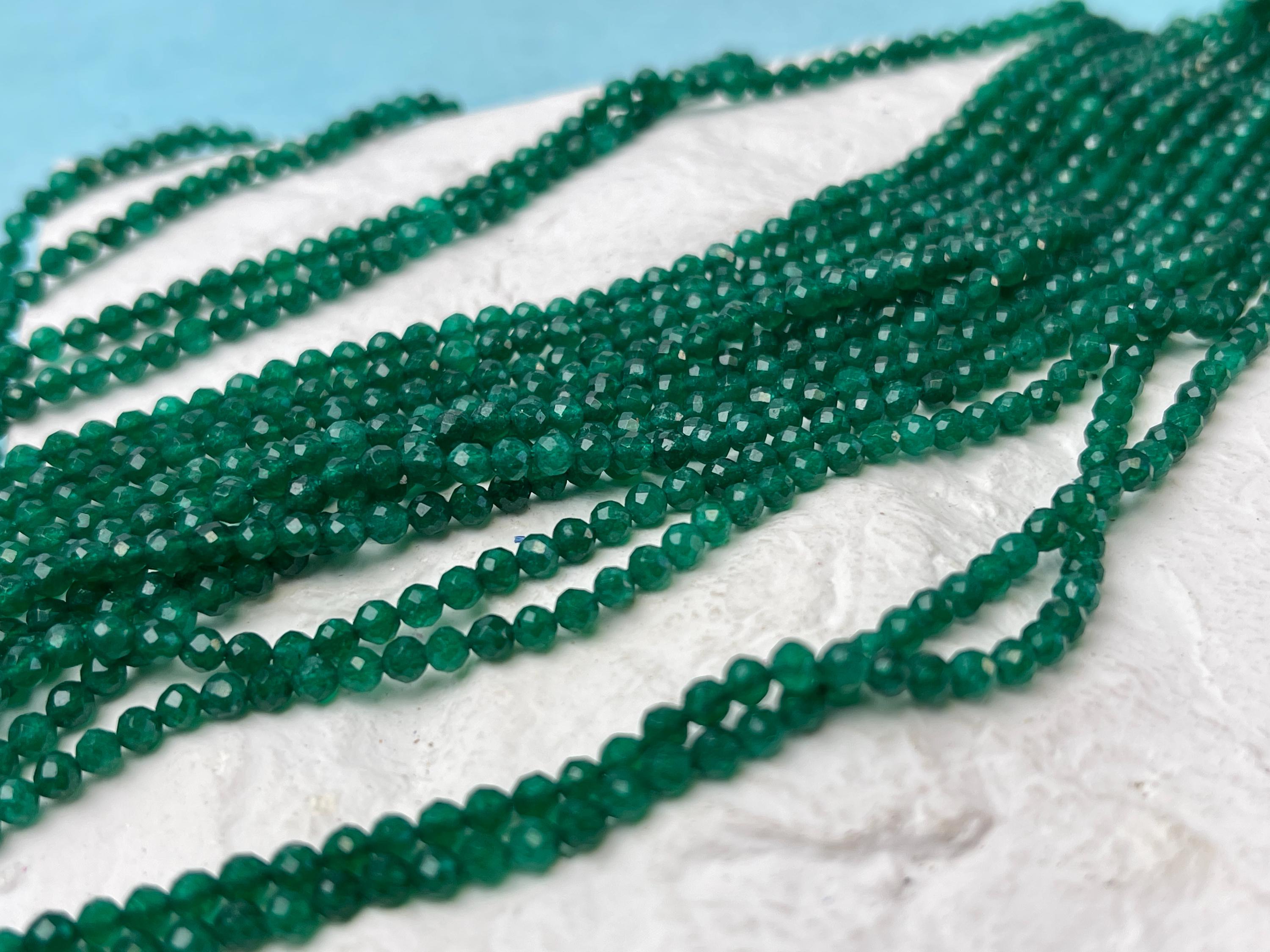 Lot De Perles D'onyx Vert Naturel 5 Mm Facettées Rondes - Vrac Pour Création De Bijoux